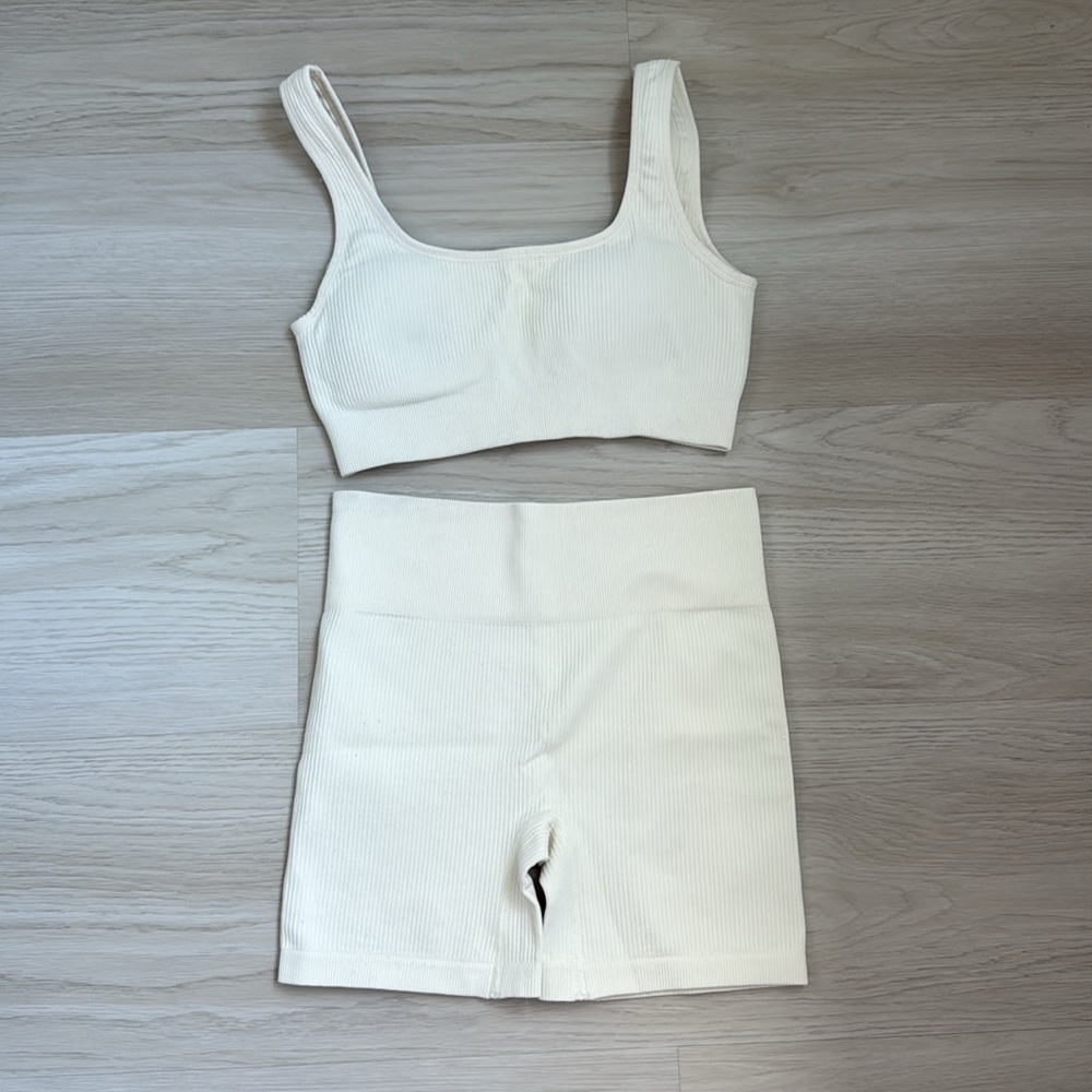 Cream Ribbed 2-Piece Set - Picture 3 of 3